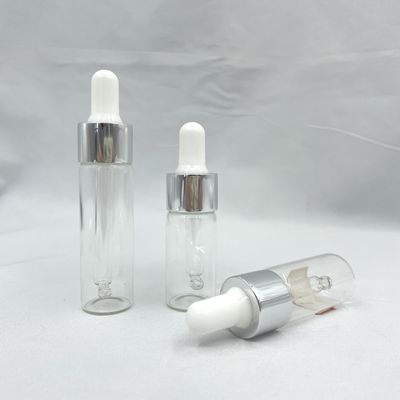 10 مل 15 مل زجاجات مستحضرات التجميل الزجاجية شكل مستقيم مع قطارة زيت الألومنيوم