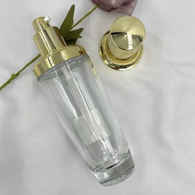 100 مل زجاجة مستحضرات التجميل البيضاوية الشفافة Gold Cap Lotion حسب الطلب اللون