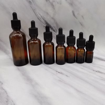 زجاجات مستحضرات التجميل الزجاجية العنبر 100 مل بالقطارة لإغلاق السقاطة لحماية الأطفال